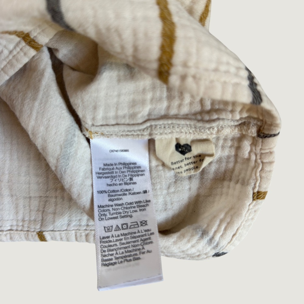 Madewell Women Striped Cotton Gauze Short Sleeve Top Cream Mustard Medium - Picture 7 of 7